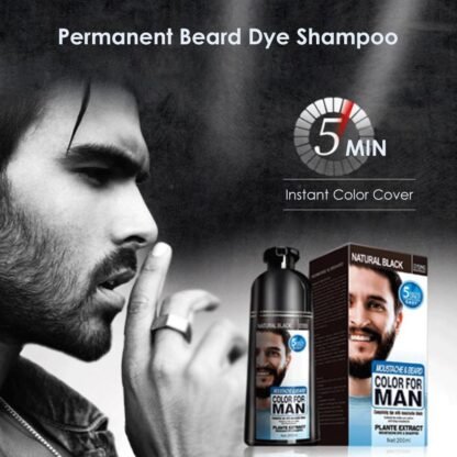 Beard Hair Color Shampoo For Men,Natural Permanent Beard DyeShampoo, Colors Hair In Minutes Long Lasting, 200ml, Black Hair DyeHaircare - Image 5