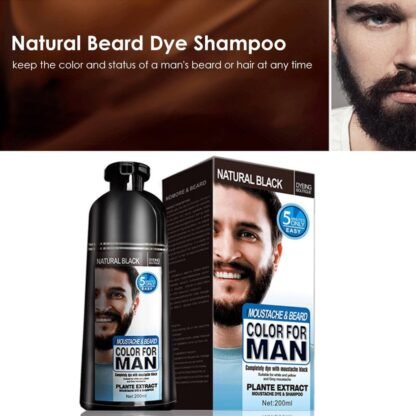 Beard Hair Color Shampoo For Men,Natural Permanent Beard DyeShampoo, Colors Hair In Minutes Long Lasting, 200ml, Black Hair DyeHaircare - Image 6