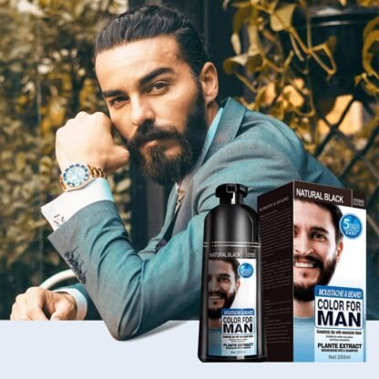 Beard Hair Color Shampoo For Men,Natural Permanent Beard DyeShampoo, Colors Hair In Minutes Long Lasting, 200ml, Black Hair DyeHaircare - Image 8