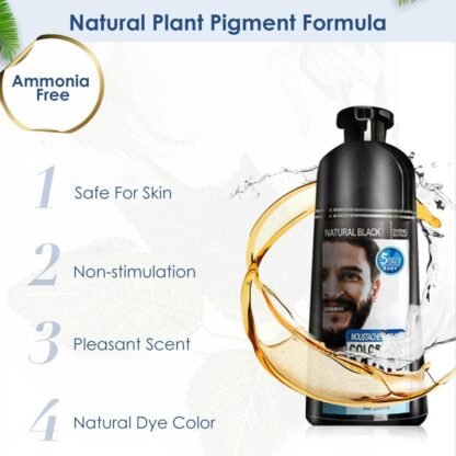 Beard Hair Color Shampoo For Men,Natural Permanent Beard DyeShampoo, Colors Hair In Minutes Long Lasting, 200ml, Black Hair DyeHaircare - Image 3
