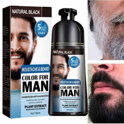 Beard Hair Color Shampoo For Men,Natural Permanent Beard DyeShampoo, Colors Hair In Minutes Long Lasting, 200ml, Black Hair DyeHaircare - Image 4